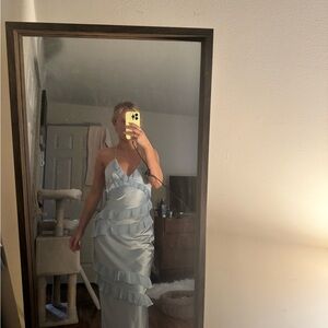 Beginning Boutique Blue Spaghetti Strap Gown